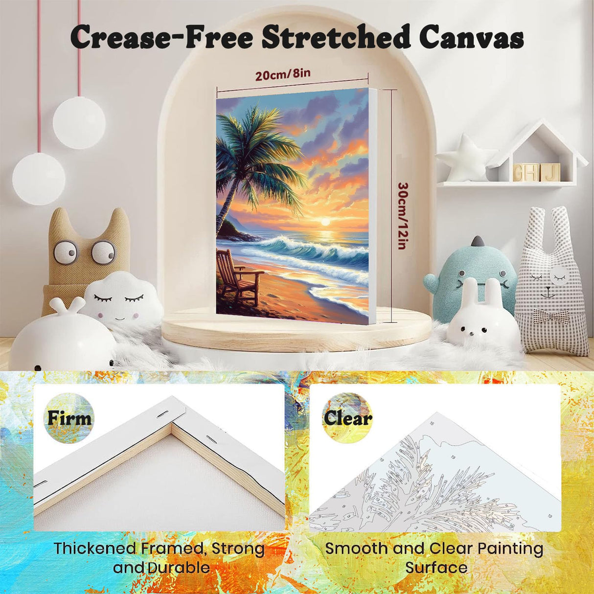 4 Pack Paint by Numbers for Adults with Framed Canvas - with Wooden Easel, Beach Paint by Number on Canvas, DIY Sea Turtle Acrylic Oil Painting Kits with Brushes for Home Wall Decor (8x12 inch) xackcme