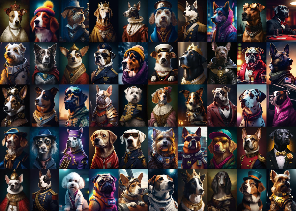 Portrait Dog Puzzle Dogs Puzzles 1000 Pieces for Adults, Animal Jigsaw Puzzles for Adults, Funny Puppy Bulldog Jigsaw Puzzle Family Collage Puzzles as Home Decor BBOLDIN