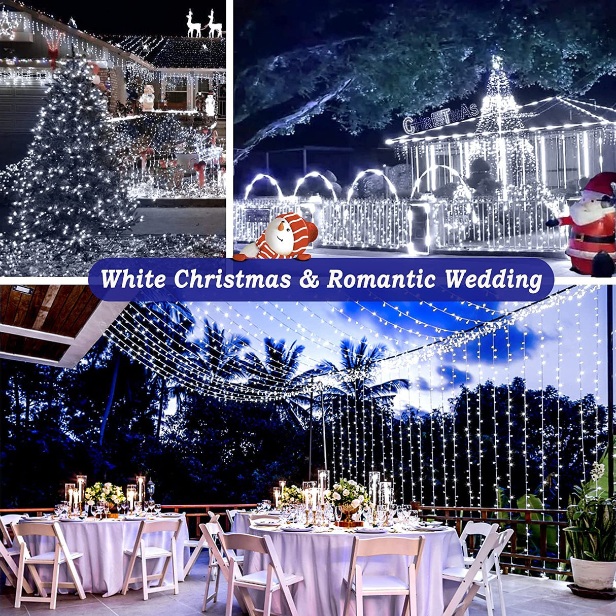 KNONEW 403ft 1000 LED String Lights Outdoor Christmas Lights 8 Modes & Timer Fairy Light Plug in Waterproof LED String Lights for Xmas Yard Tree Wedding Party Holiday Decorations (Cool White) KNONEW