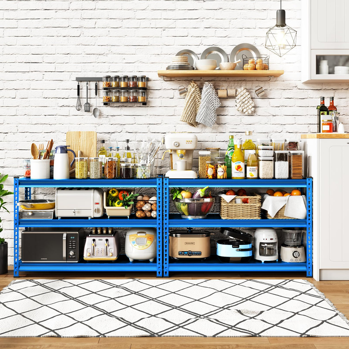 SDXYSTCE 48" W Garage Shelving Heavy Duty, 1500LBS Loads Adjustable Garage Storage Shelves, 3-Tier Metal Shelving Units and Storage Racks, Industrial Utility Shelf,48" Wx18 Dx39 H, Blue SDXYSTCE