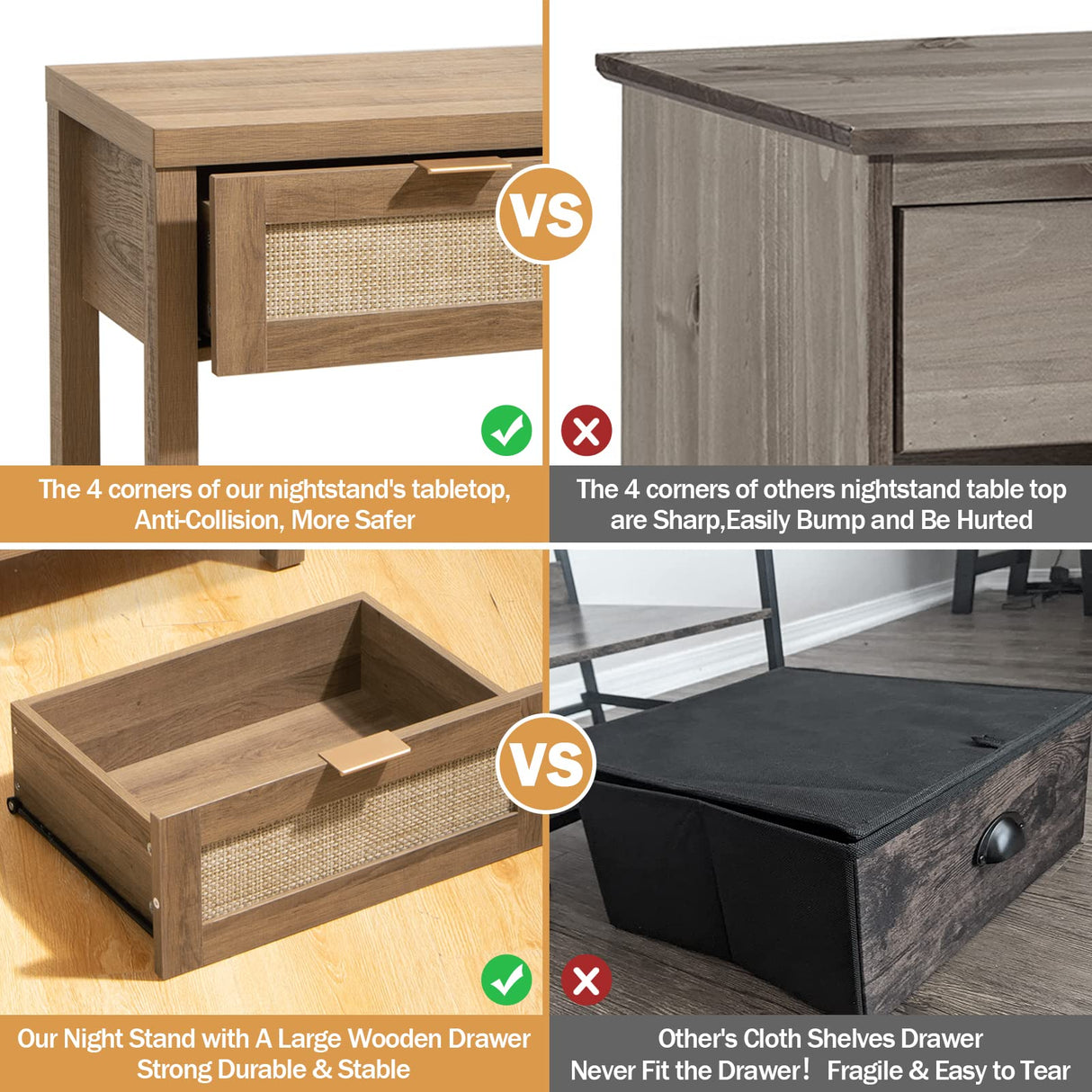 SICOTAS Console Table Set of 2 - Boho Entryway Table with Rattan Drawers, Rattan Console Table with 2 Tier Shelf, Narrow Long Sofa Tables for Living Room, Wood Entry Table for Hallway, Foyer SICOTAS