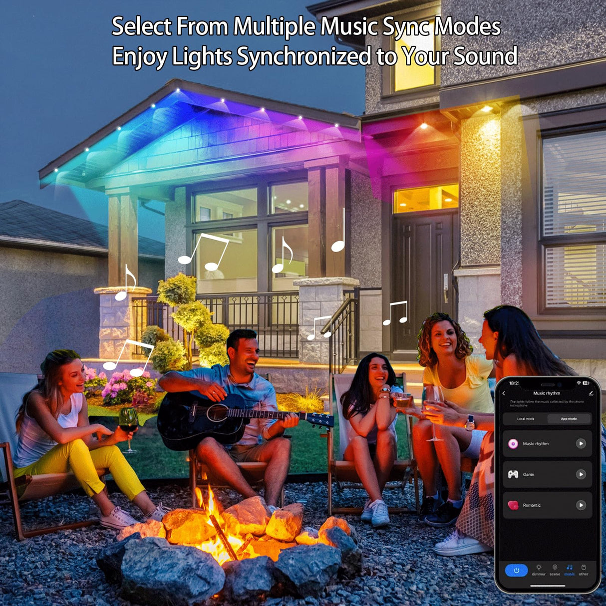 Permanent Outdoor Lights for House, DIY Scene for Halloween, Christmas, 48ft Smart Christmas Light Outdoor with 30 RGB+IC Permanent Christmas Lights, IP67 Waterproof, Work with Google Assistant,Alexa MJHH