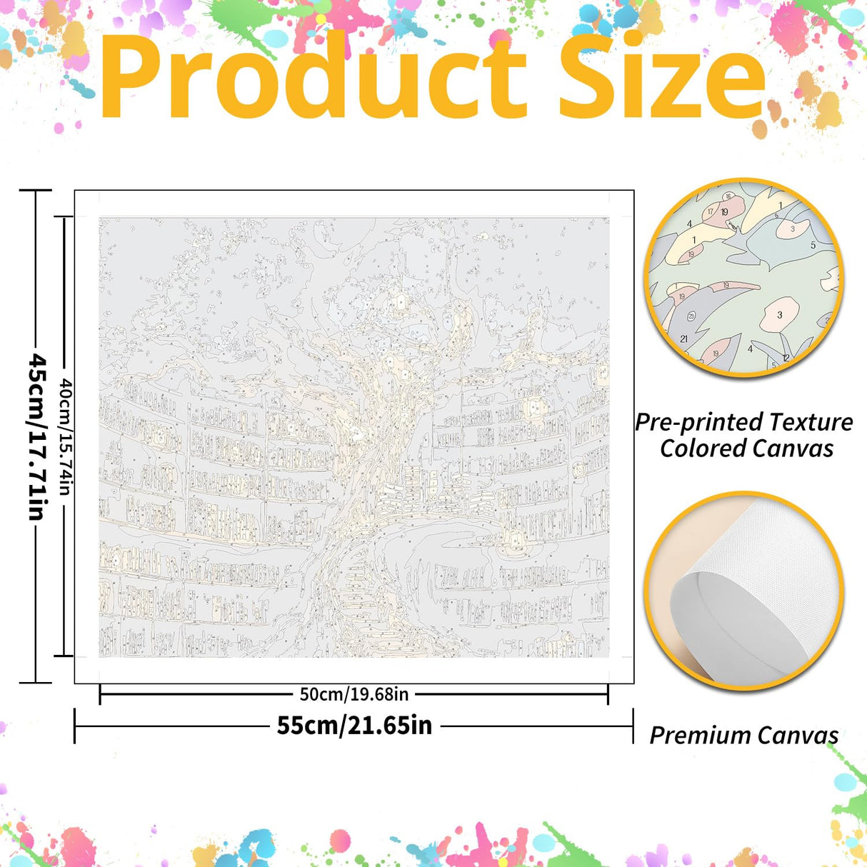 Paint by Numbers for Adult, Tree Paint by Numbers Kit for Adults Beginners, DIY Book Acrylic Painting on Canvas for Home Wall Art Decor 16x20Inch Mandun