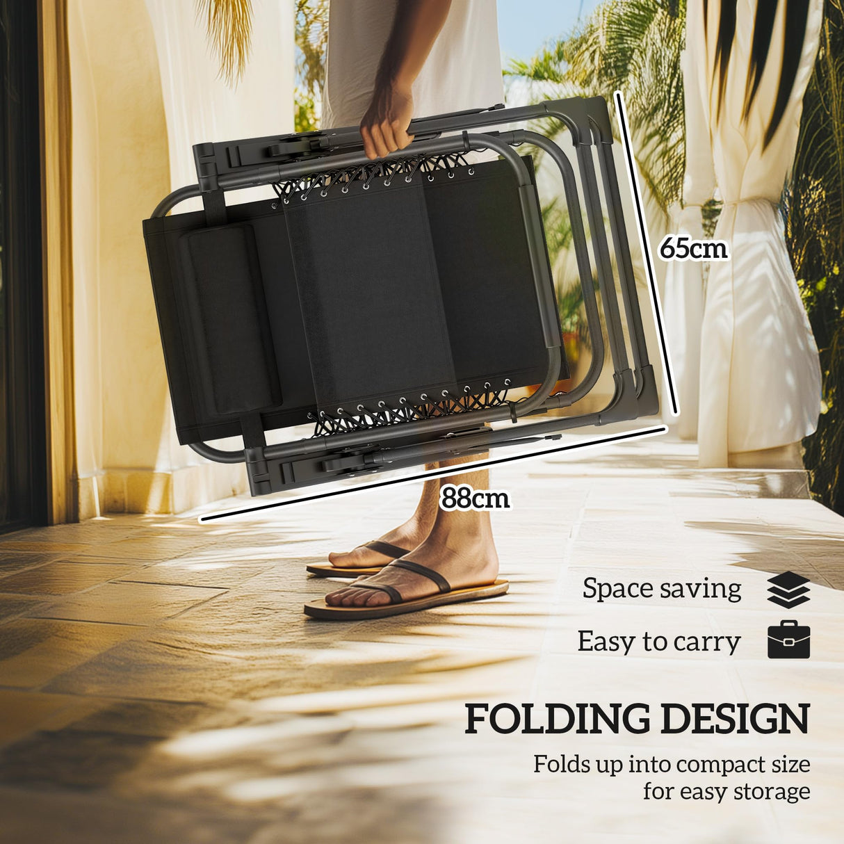 Outsunny Zero Gravity Chairs Set of 2, Reclining Folding Zero Gravity Lounge Chair, Outdoor Lounge Chairs with Removable Cushion, Headrest, and Cup Phone Holder Tray for Patio, Beach, Gray Outsunny