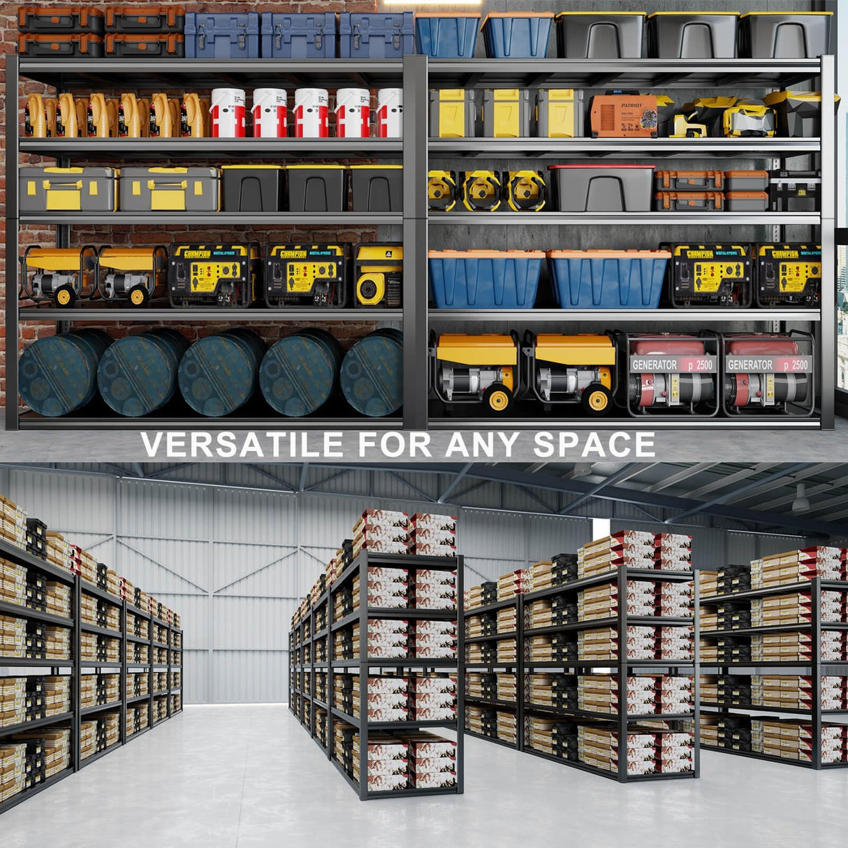 PMKES 65" W Heavy Duty Garage Shelving, 84" H Garage Storage Shelves, 5 Tier Metal Shelving Unit, Commercial Shelving PMKES