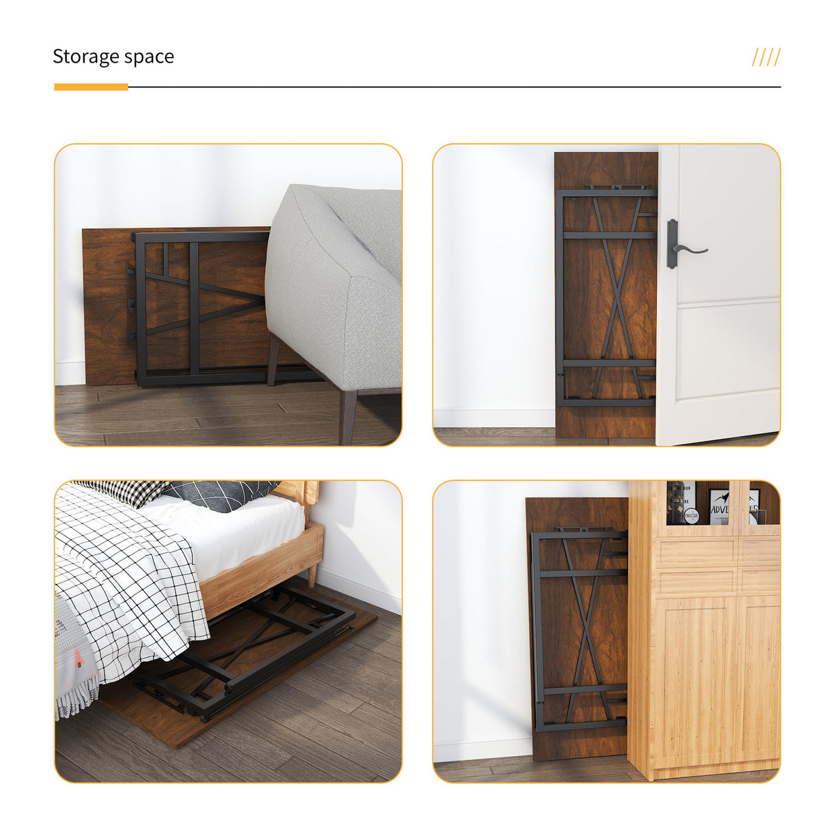 Lutown-Teen 47 inch Folding Desk No Assembly Required, Writing Gaming Computer Camping Table, Home Office Desk, Mahogany Lutown-Teen