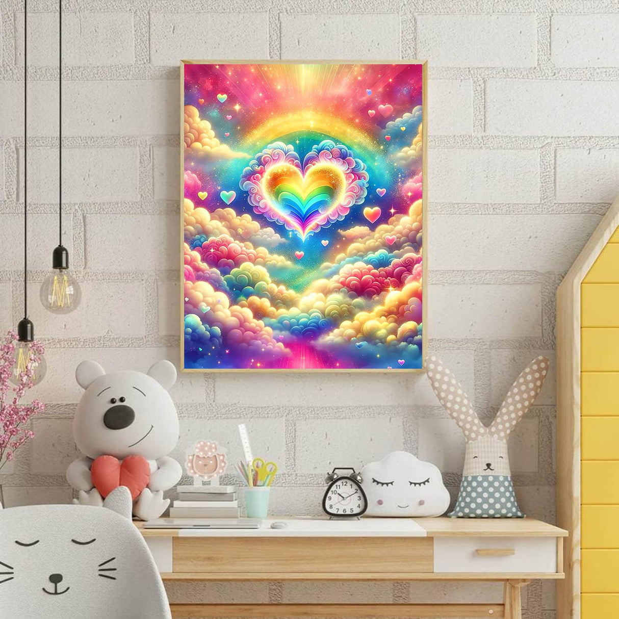 Axquilon Diamond Art Kits for Adults-Rainbow Heart 5D Diamond Painting Kits for Beginners- Round DIY Arts and Crafts Gem Art Kits for Home Decor Gift-12x16in Axquilon