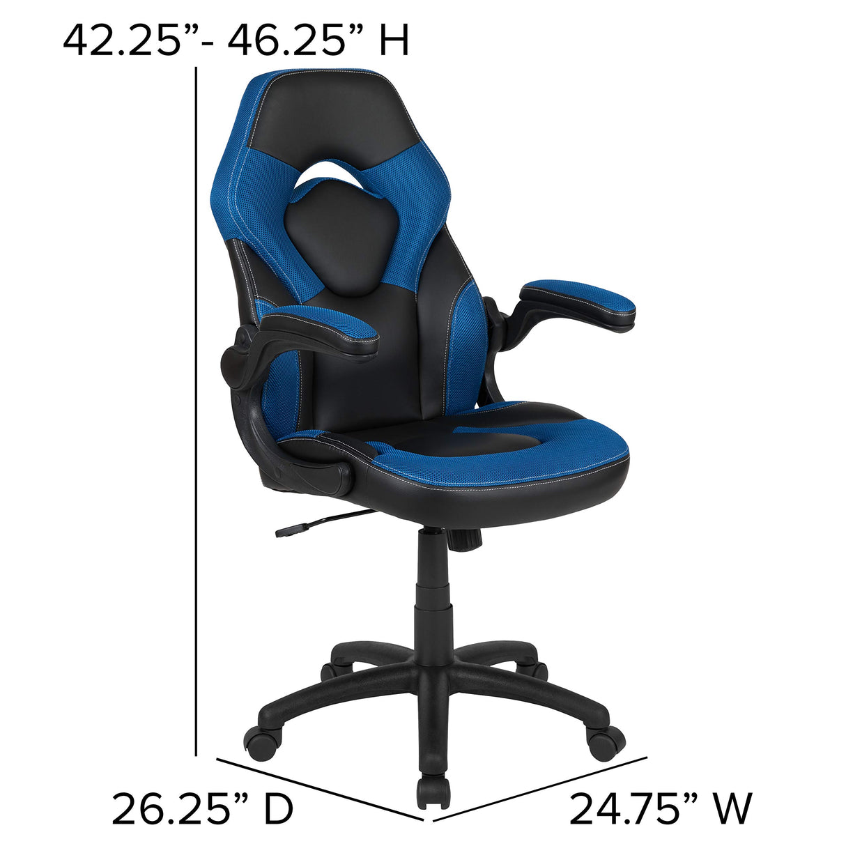 Flash Furniture X10 High-Back LeatherSoft Racing Style Gaming Chair with Flip-Up Arms, Ergonomic Padded Swivel Computer Chair, Blue/Black Flash Furniture