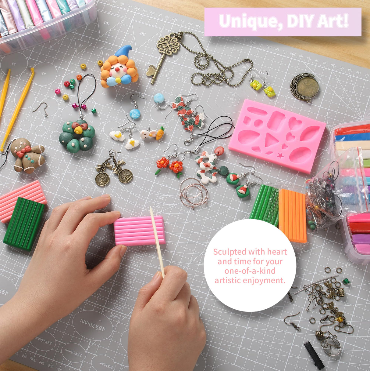 Aestd-ST Polymer Clay Kits, 85 Colors Oven Bake Modeling Clay for Kids, Non-Sticky Molding Clay with Sculpting Tools and DIY Accessories, Holiday Gift for Children and Artists Aestd-ST