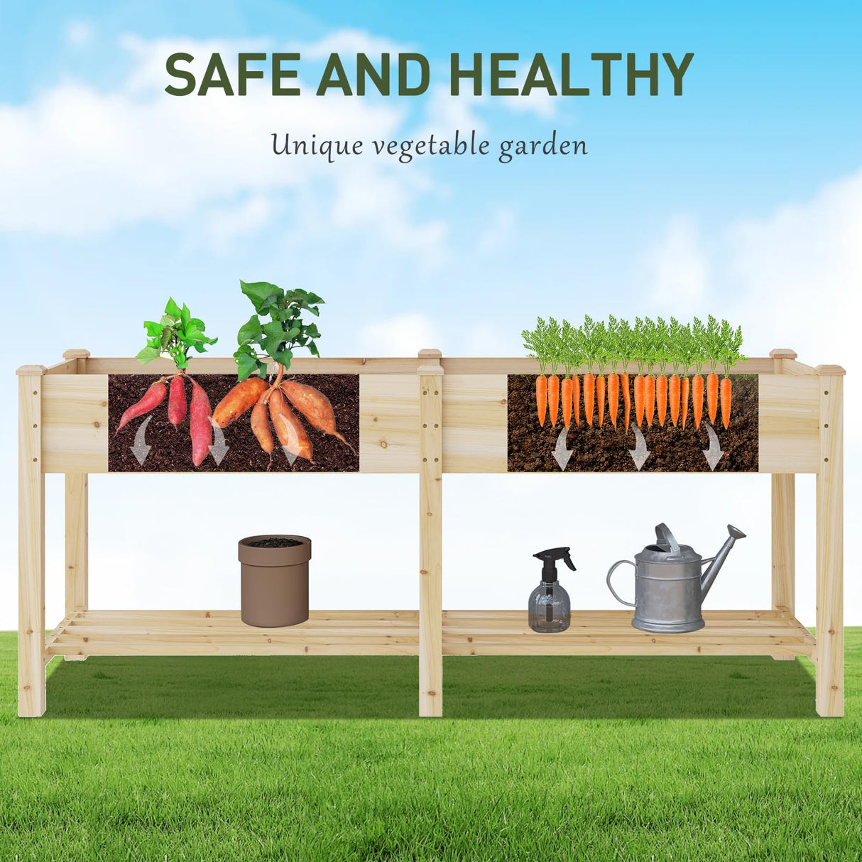 PULIJIAJU Wooden Raised Garden Bed ,Raised Planter Box with Legs, Wood Planter -Grow Herbs and Vegetables Outdoors – Naturally Rot-Resistant - Unmatched Strength Lasts Years (HCH-L) PULIJIAJU