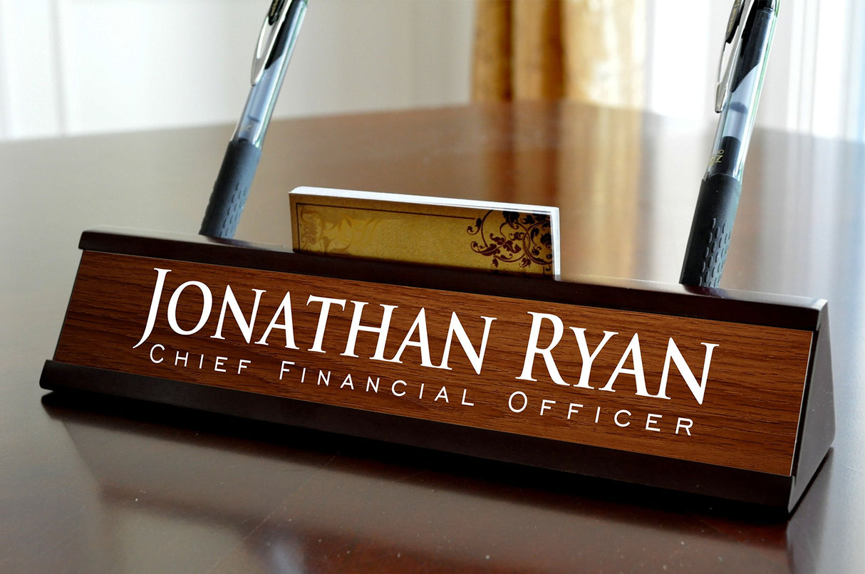 Personalized Desk Name Plate Dark Wood Finish MRC Wood Products