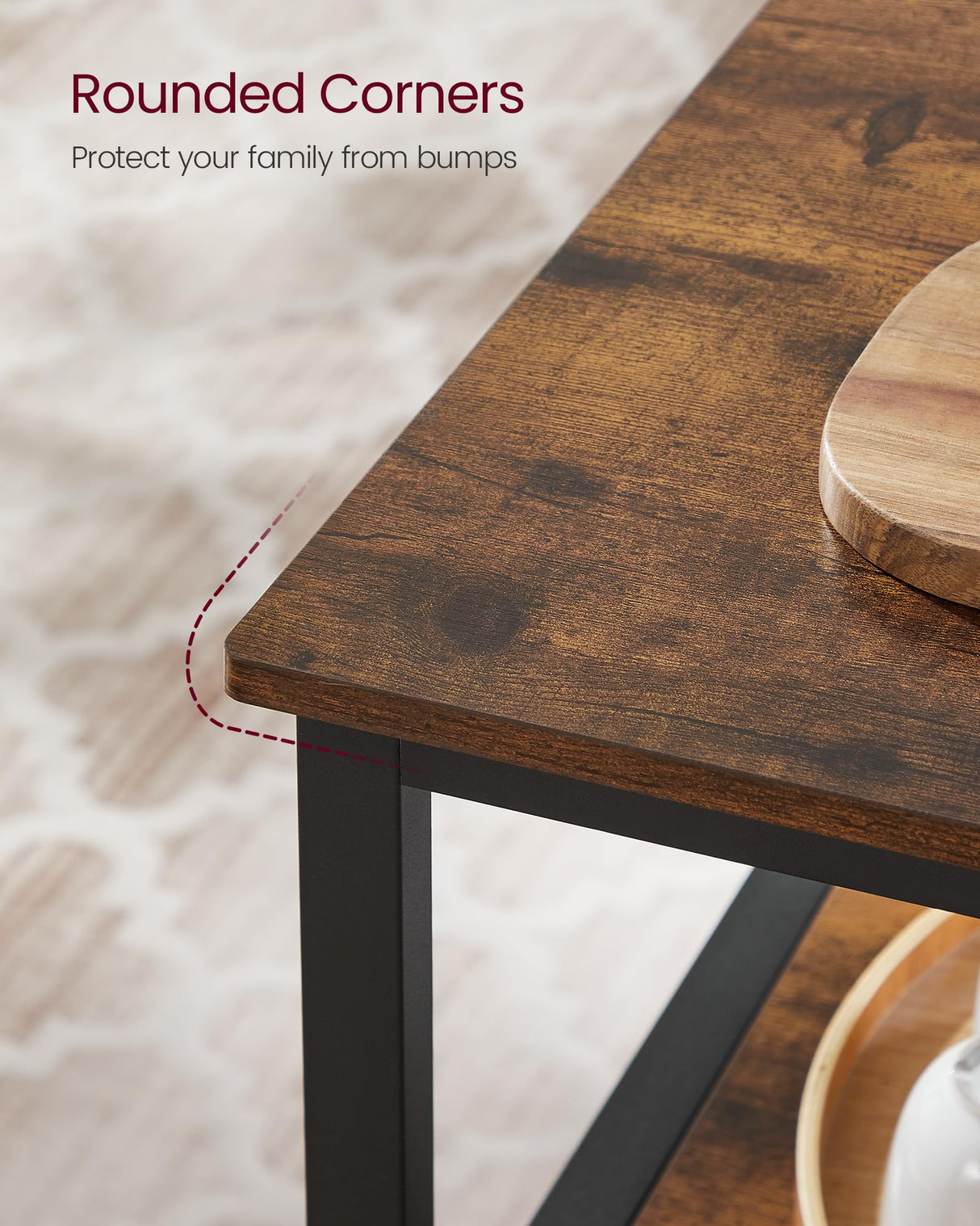 VASAGLE Kitchen Island with 3 Shelves, 39.4 Inches Width Kitchen Shelf with Large Worktop, Stable Steel Structure, Industrial, Easy to Assemble, Rustic Brown and Black UKKI005B01 VASAGLE