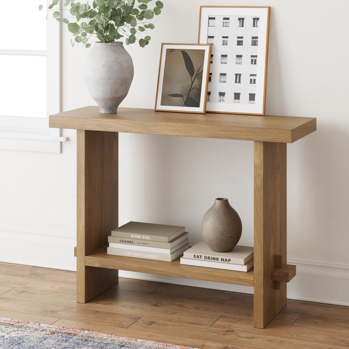 Nathan James Virgo Wood Accent Storage Console Sofa Table, for Entryway, Hallway or Living Room, 1, Light Brown Nathan James