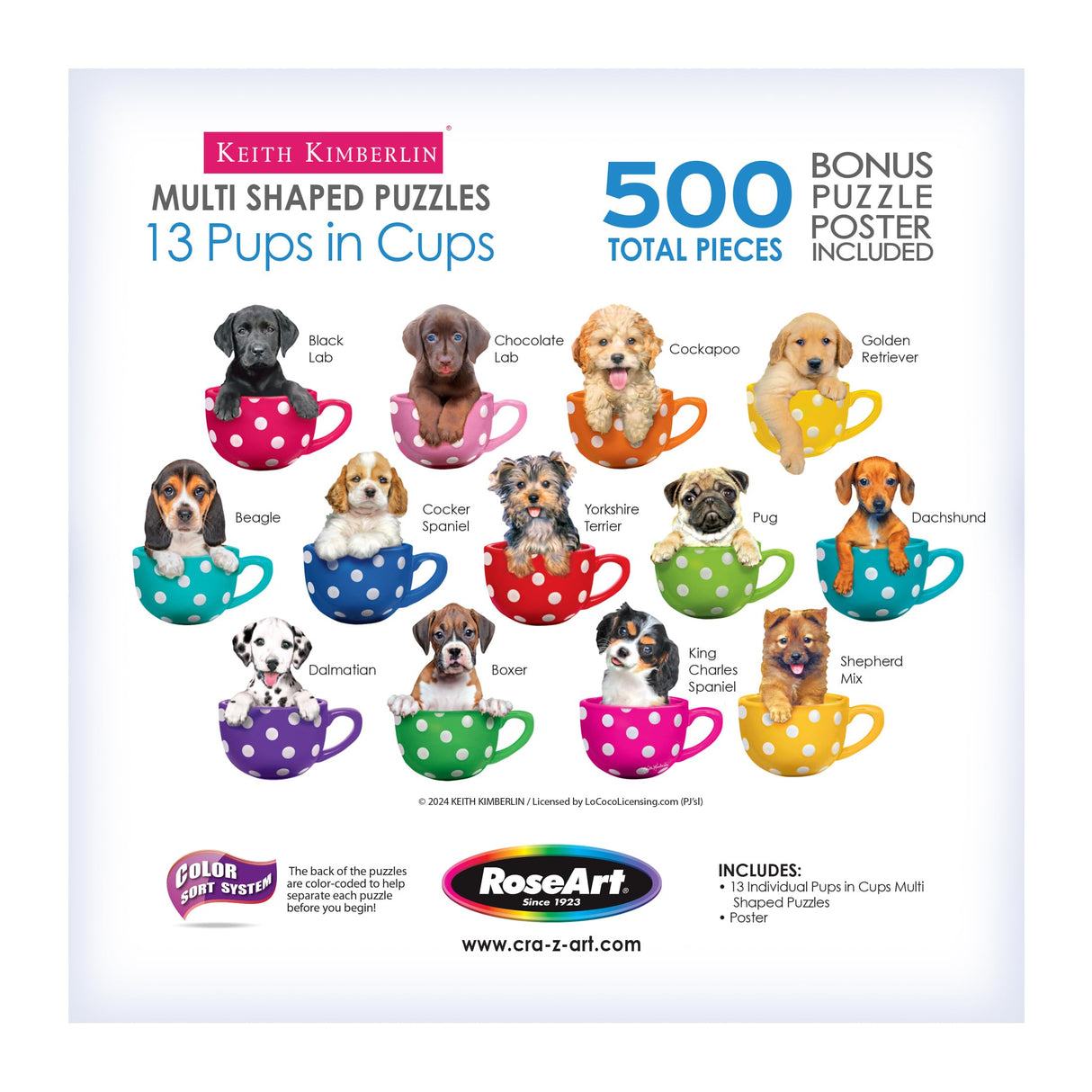 RoseArt - Mini-Shaped - Pups in Cups - 500 Piece Jigsaw Puzzle for Adults RoseArt