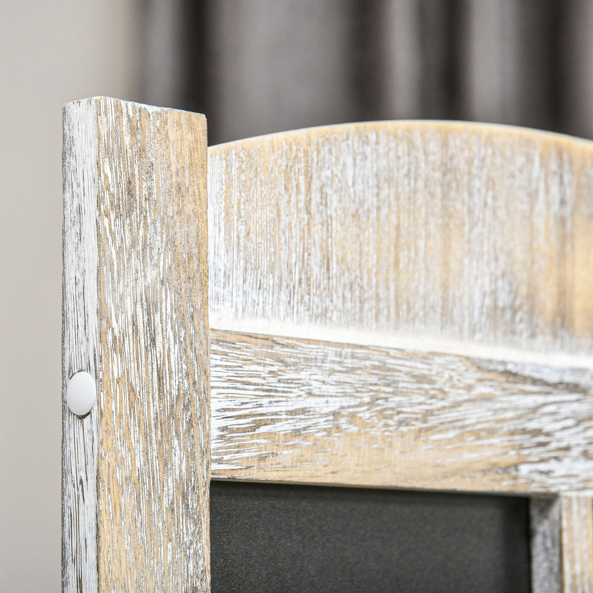 HOMCOM 4 Panel Room Divider, 5.6' Tall Farmhouse Style Folding Indoor Portable Wood Privacy Screen with Black Boards, Hinged Freestanding Partition Wall Dividers for Home Office, Natural HOMCOM