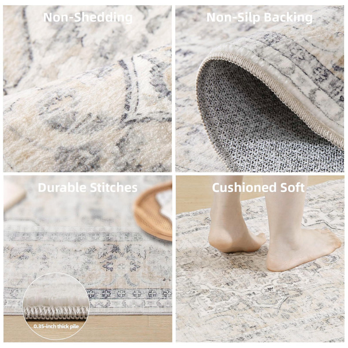 Washable Kitchen Rugs Non Slip: 2'x6' Hallway Runner Rug Stain Resistant Non Slip Boho Floor rug with Rubber Backing Non Shedding Soft Carpet Runners for Indoor Entryway Bedroom Bedside Foyer Entrance palohom