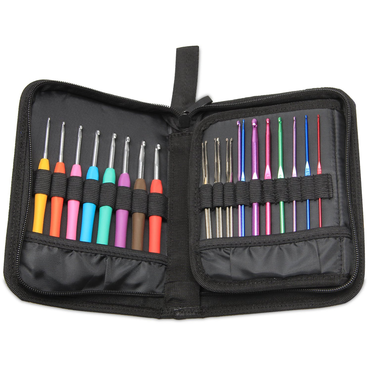 Teamoy Crochet Hook Case, Travel Carry Bag for Ergonomic Crochet Hooks Kits, Aluminum /Steel Crochet Hook and More, Lightweight, Well Made--NO Accessories Included, Flowers Blue Teamoy