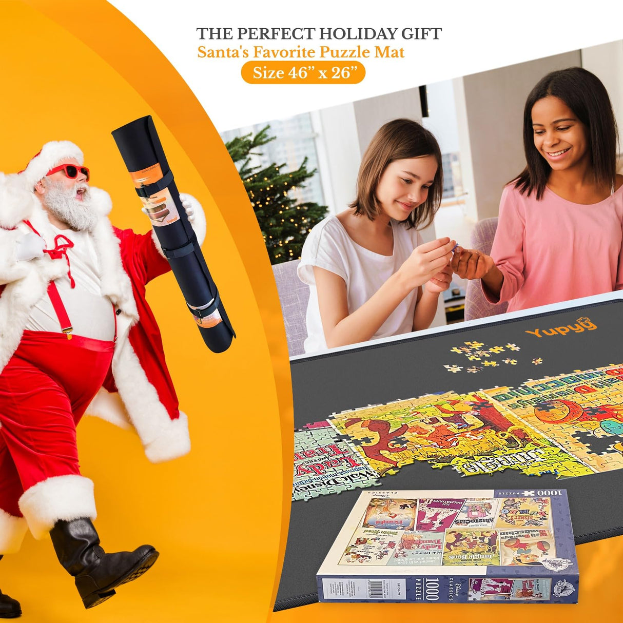 Puzzle Mat Puzzle Mat Roll Up, Large Roll Up Puzzle Mat 46”x26”, Portable Puzzle Mat Organizer Up to 1500 Pcs, No Creases to Your Finished and Unfinished Puzzles,Rubber Puzzle Mats for Jigsaw Puzzles YUPYY