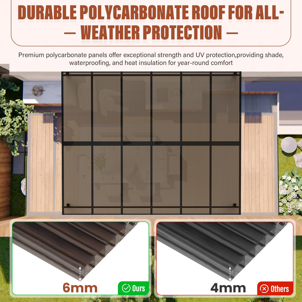 Oakcloud 10' x 12' Outdoor Wall Mounted Gazebo, Patio Lean to Gazebo Pergola with Sloped Roof, Large Heavy Duty Awning for Patio, Backyard, Deck Oakcloud