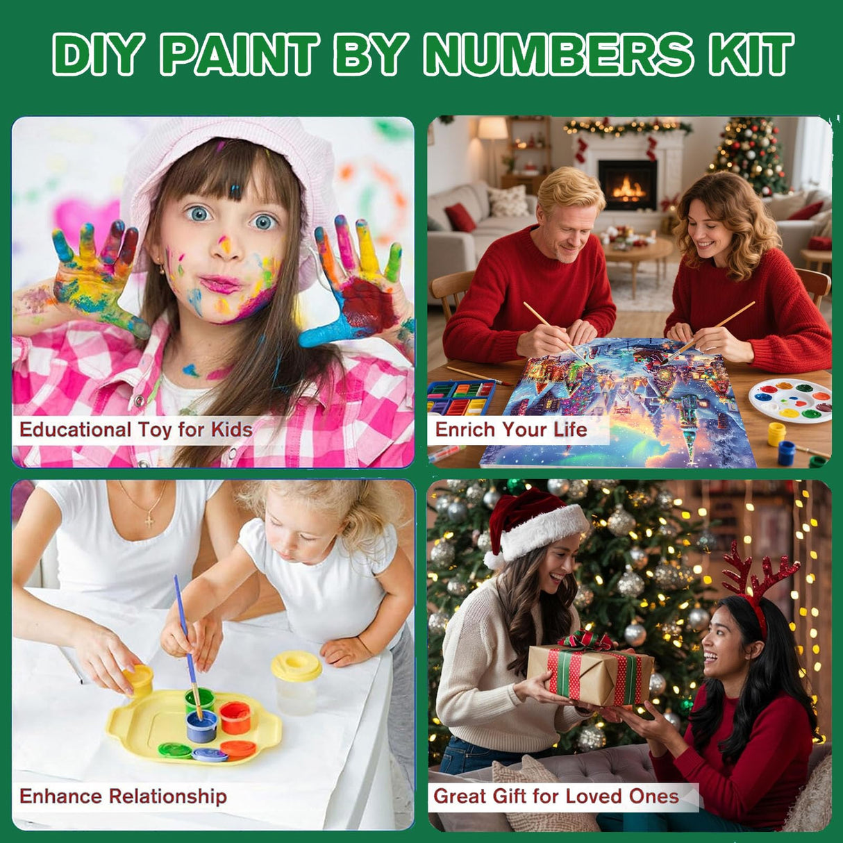 cviokrdu Christmas Paint by Numbers Kit for Adults - Snow Scene Adult Paint by Number Kits on Canvas, DIY Christmas Oil Painting for Gift Home Wall Decor (20x16inch) cviokrdu