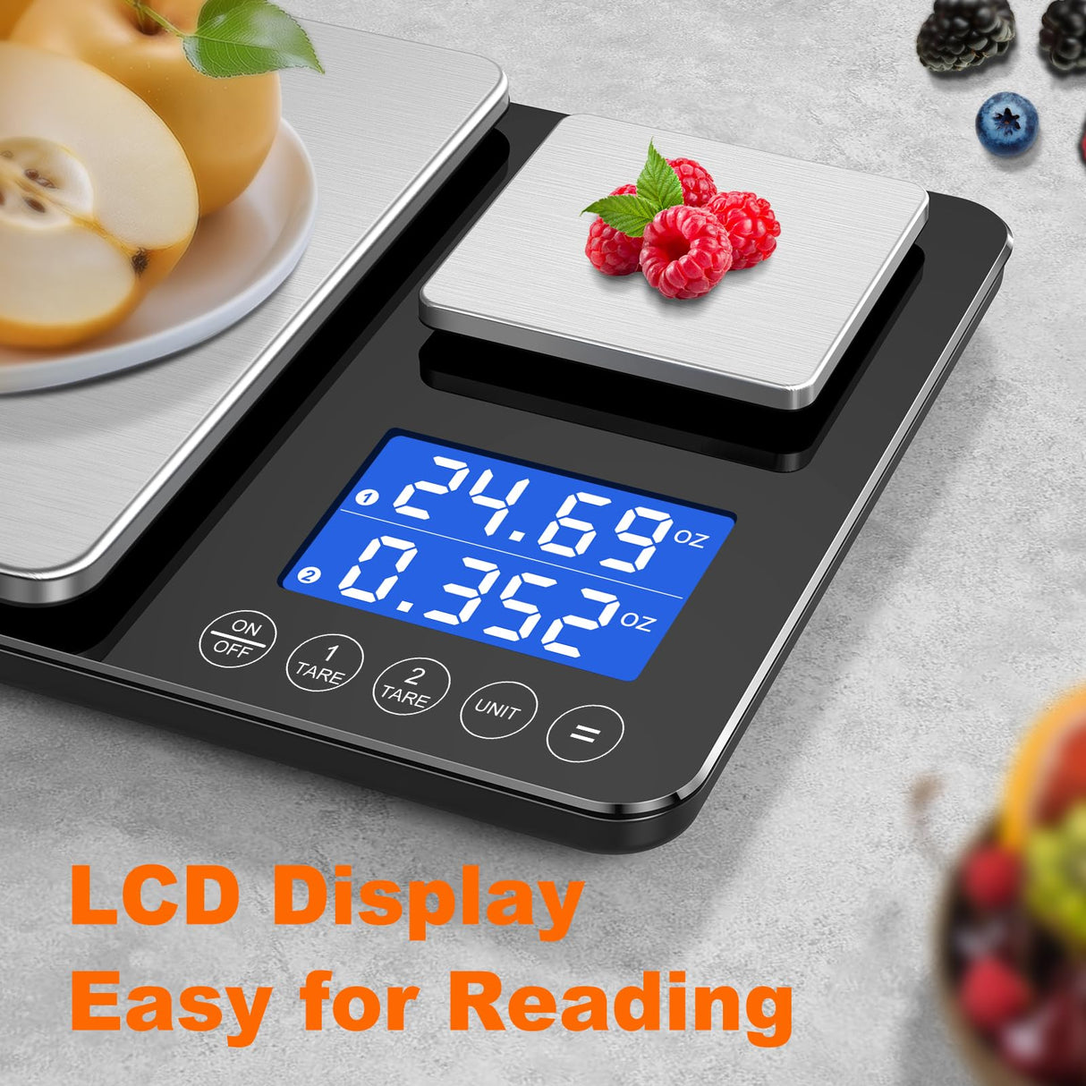 KUAIVO 0.001oz/33lbs Dual Platform Food Kitchen Scales Digital Weight Grams and Ounces, Two Precisions Kitchen Scale for Sourdough Bread, Baking and Cooking with 7 Units Tare, Accumulation Functions KUAIVO