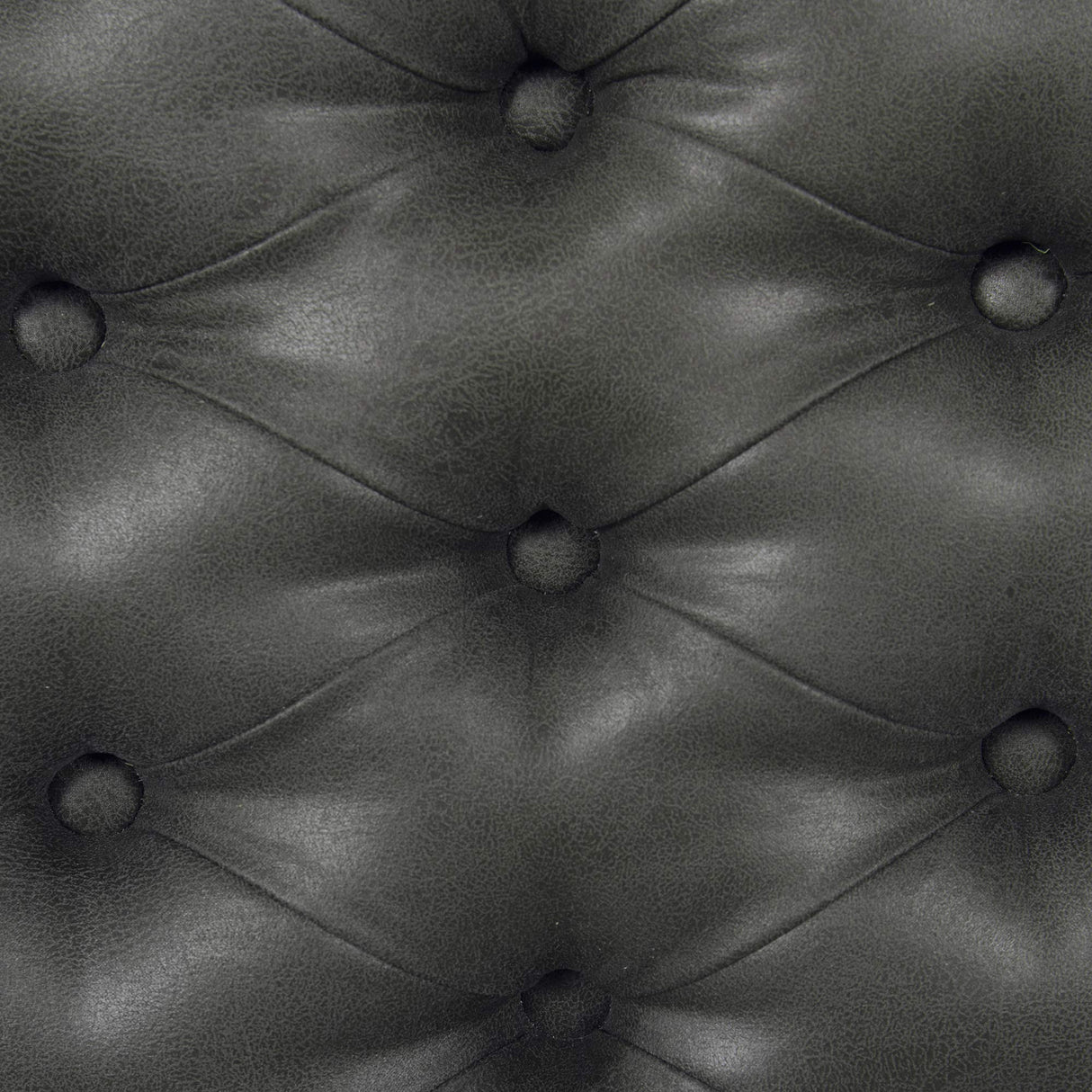 HomePop Upholstered Button Tufted Decorative Bench with Metal Base, Gray Faux Leather HomePop