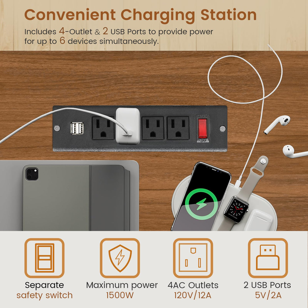SEDETA 63" L Shaped Desk, Convertible Corner Office Desk with Drawer, Farmhouse Computer Desk with Power Strip & Storage Cabinet for Home Office, Brown & White SEDETA