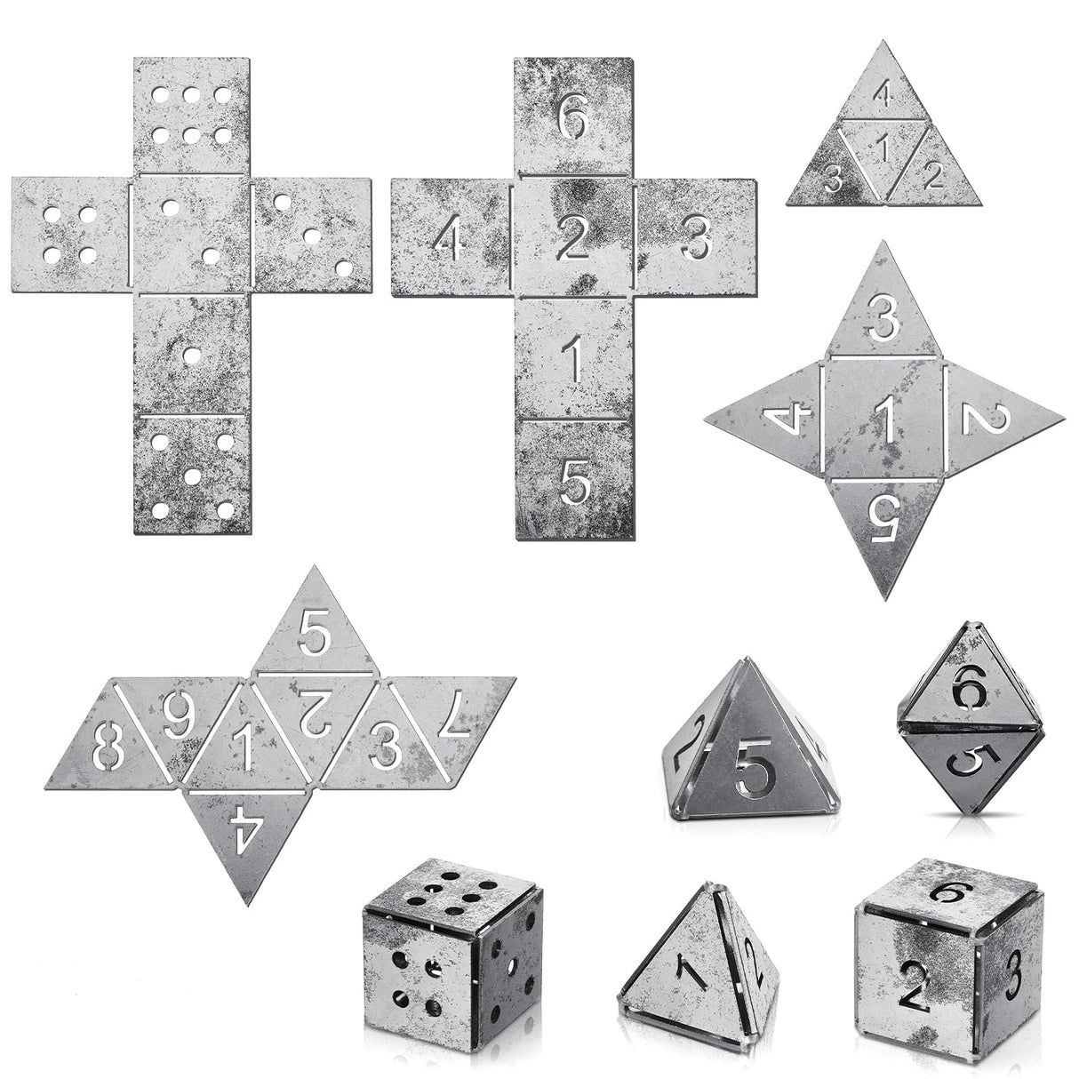 Therwen 5 Pieces Welding Practice Kit Steel 16 Gauge Dice Welding Coupons DIY Welding Equipment Mild Triangle Plate for Beginners TIG MIG Gas Arc Stick Welding Training Accessories Tools, 5 Styles Therwen