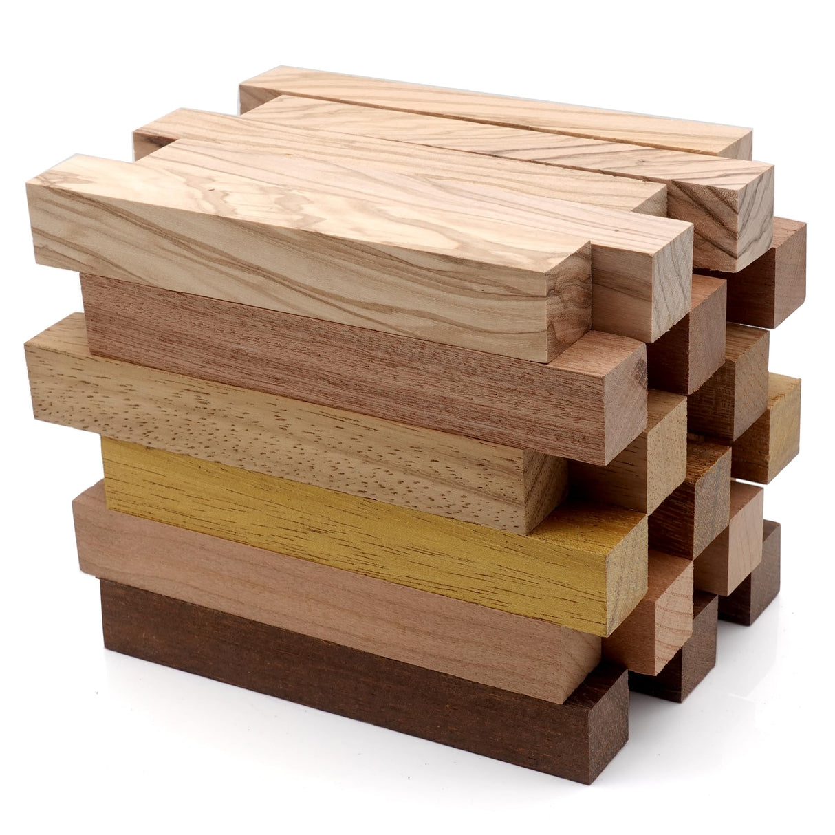 Wood Pen Blanks for Turning-Pen Blanks for Woodturning Burl-Ironwood,Cherry,Merbau,Teak,Sapele,Olive-3/4" x 3/4" x 5" (30 Pack) WoodArtSupply