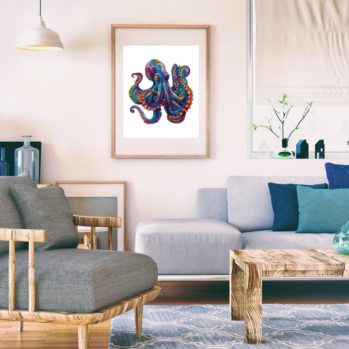 Qiuenisray Wooden Puzzles for Adults,Octopus Wooden Jigsaw Puzzles 500pcs,16.9x16.9in,Royal,Unique Shape Ocean Adult Puzzles,Irregular Wood Puzzles Creative Gift for Adults and Kids Family Game Qiuenisray