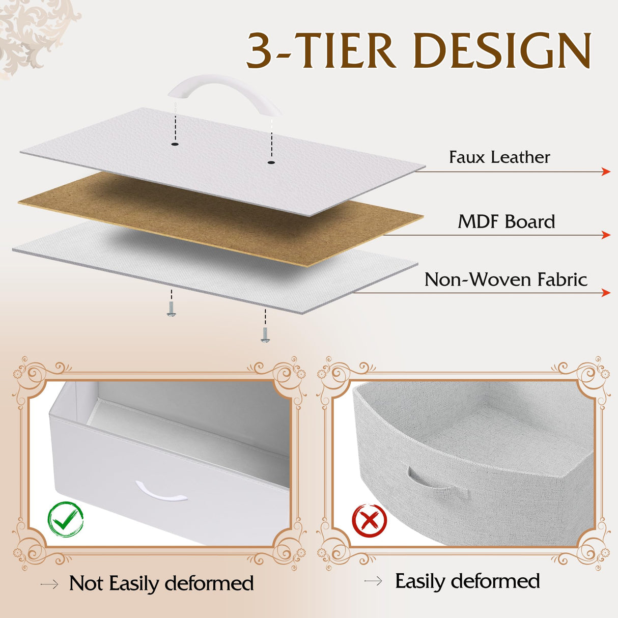 WLIVE White Dresser for Bedroom, 6 Drawer Double Dresser, Fabric Storage Tower with Fabric Bins, Chest of Drawers for Closet, Living Room, Hallway WLIVE