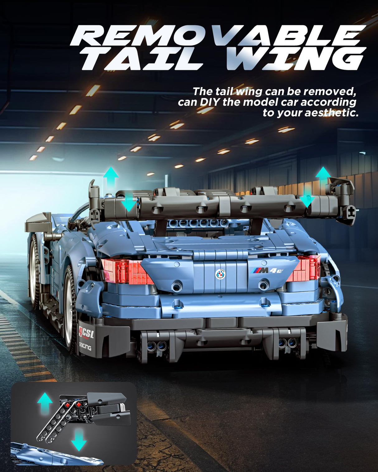 MOCBURIKU Remote Control Car Building Kit, 1/10 Scale M4 Supercar with Lights Motors Rechargeable Battery, Compatible with Technic Cars for Adults, STEM Gift for Boys Age 6 8 10 12 14+(2280 Pcs) MOCBURIKU