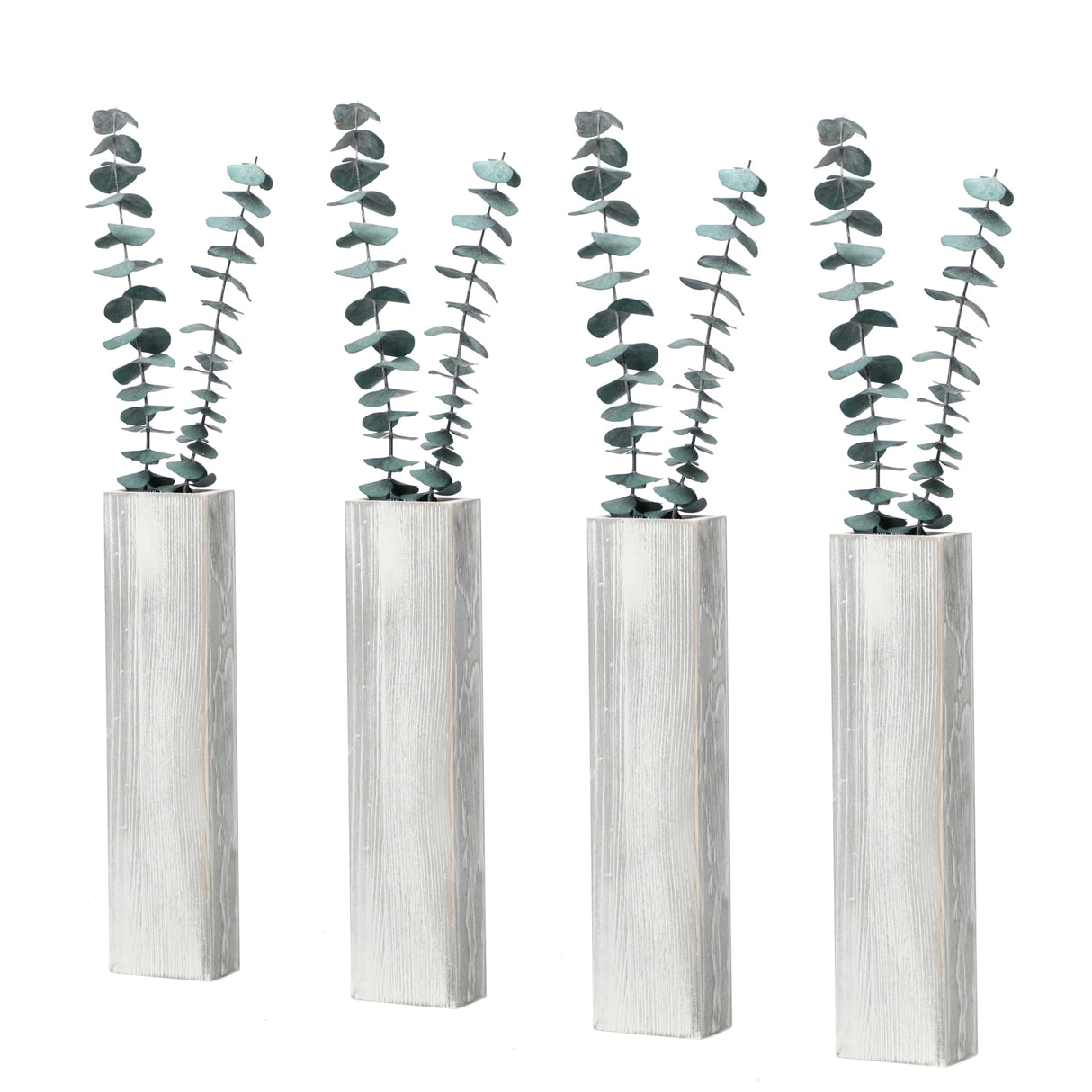 Wood Wall Planter 4 Pack Wall Decor for Artificial Flower Plants Wooden Plants Holders Wall Plant Pocket Vase Hanging for Living Room Bedroom Dining Room Bathroom Indoor Decroation (Light Grey) Rmeosye