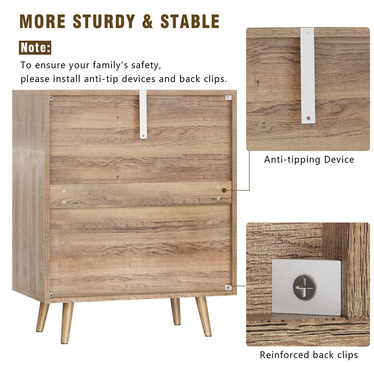 Trironsun 3 Drawer Dresser for Bedroom Rattan Dresser Chest of Drawers with Spacious Storage Boho Clothes Storage Nightstand for Living Room Trironsun