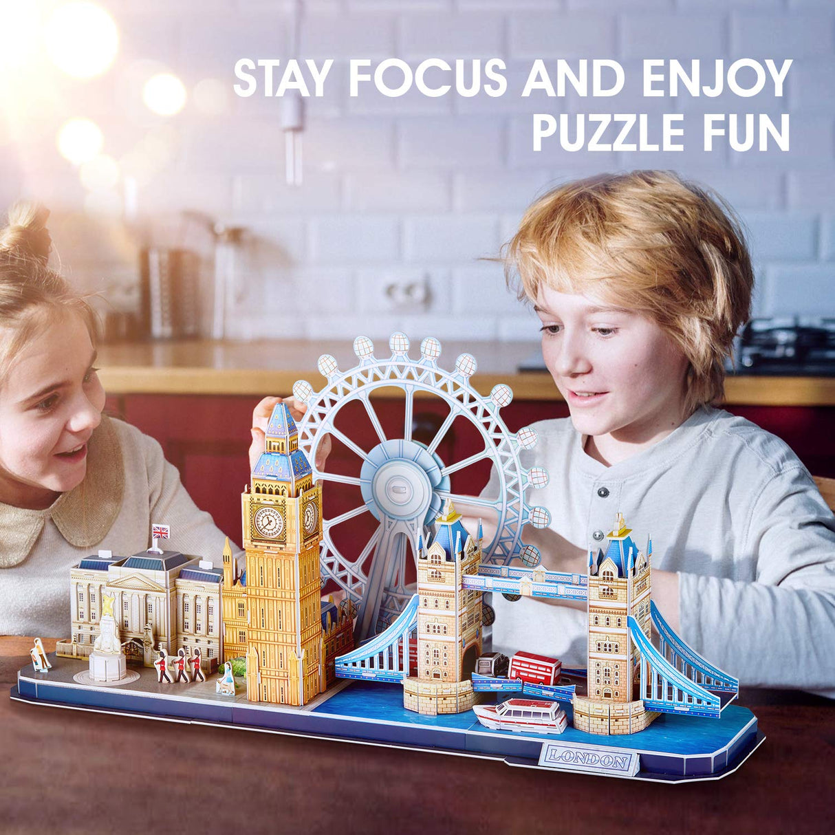 CubicFun 3D Puzzles for Adults London Cityline Puzzles for Gifts for Teenage Girls Architecture Building Gifts for Women Men, Tower Bridge, Big Ben, Buckingham Palace, The London Eye, 107 Pieces CubicFun