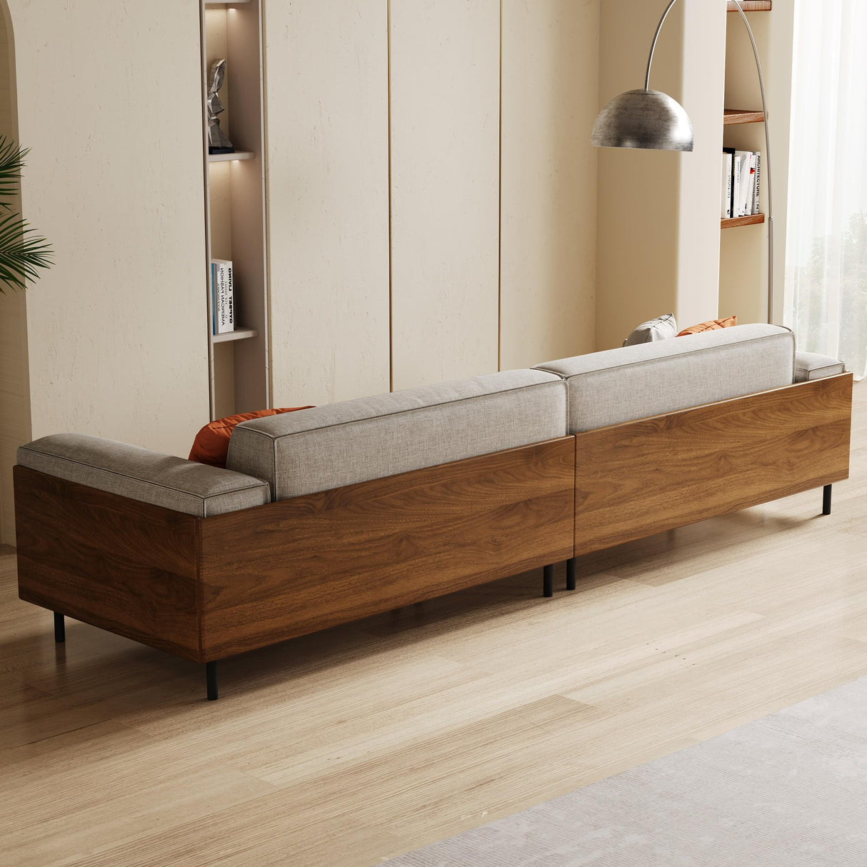 NessCarsti Modern 4-Seater Sofa for Living Room - Comfortable Timecloud Couch with Wood Frame and Metal Legs, Easy Assembly, Ideal for Office, Apartment, or Living Room, 111.81", Grey NessCarsti