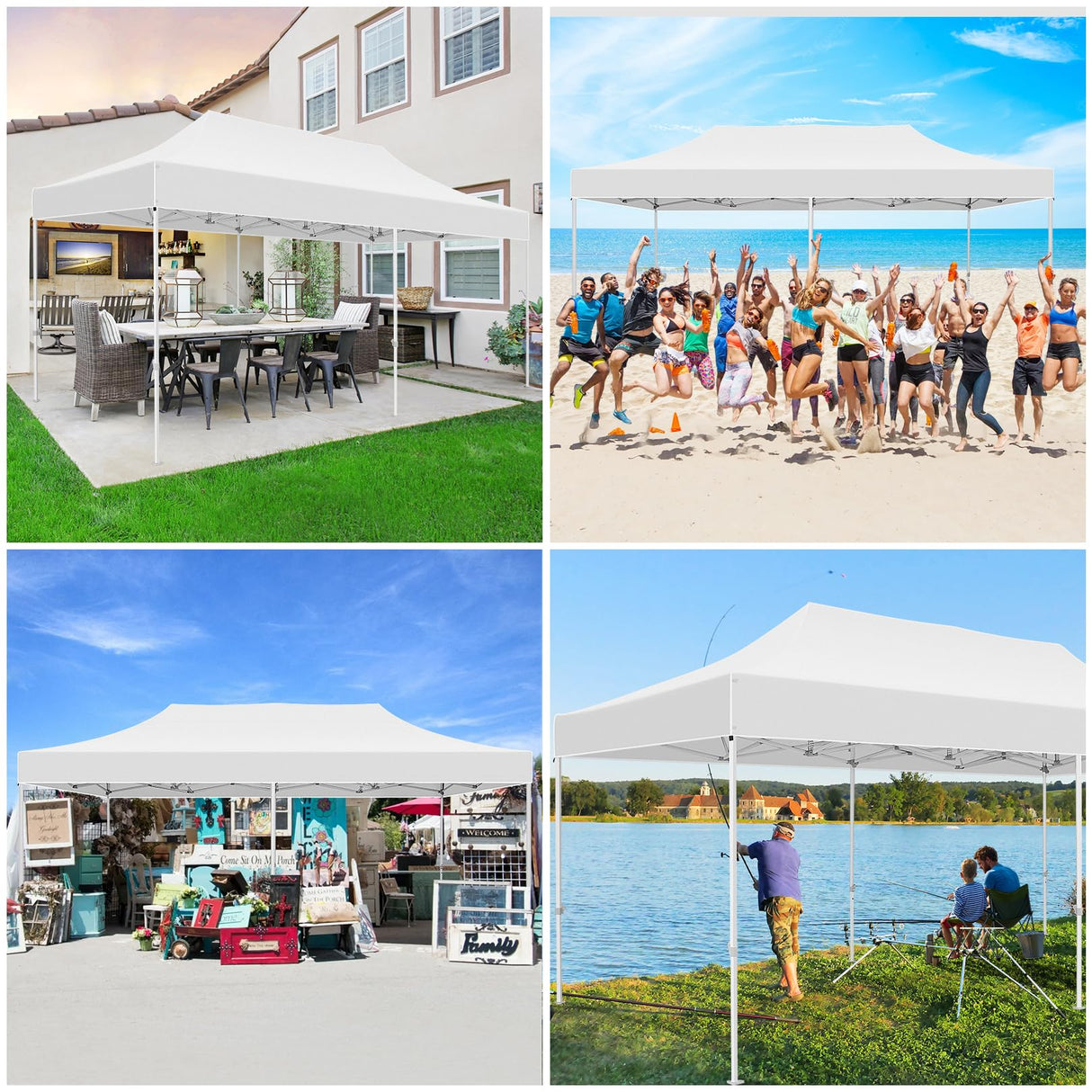 Hoteel Canopy 10x20 Heavy Duty Pop Up Canopy Tent with 6 Sidewalls,UPF50+ and Waterproof 1500mm,3 Height Adjustable,Upgraded Hexagonal Pipe,Commercial Instant Tent,for Picnic,Parties,Wedding,White Hoteel