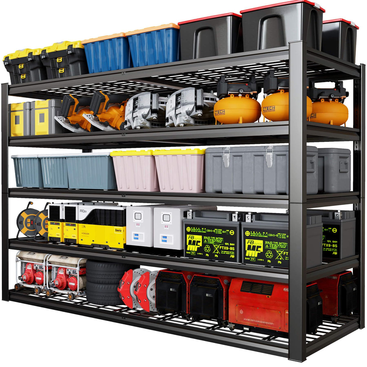 PMKES 67" W Garage Shelving Heavy Duty, 67" W x 24" D x 84" H, Adjustable 5 Tier Metal Shelves, Commercial Metal Shelf Rack, Industrial Shelving PMKES