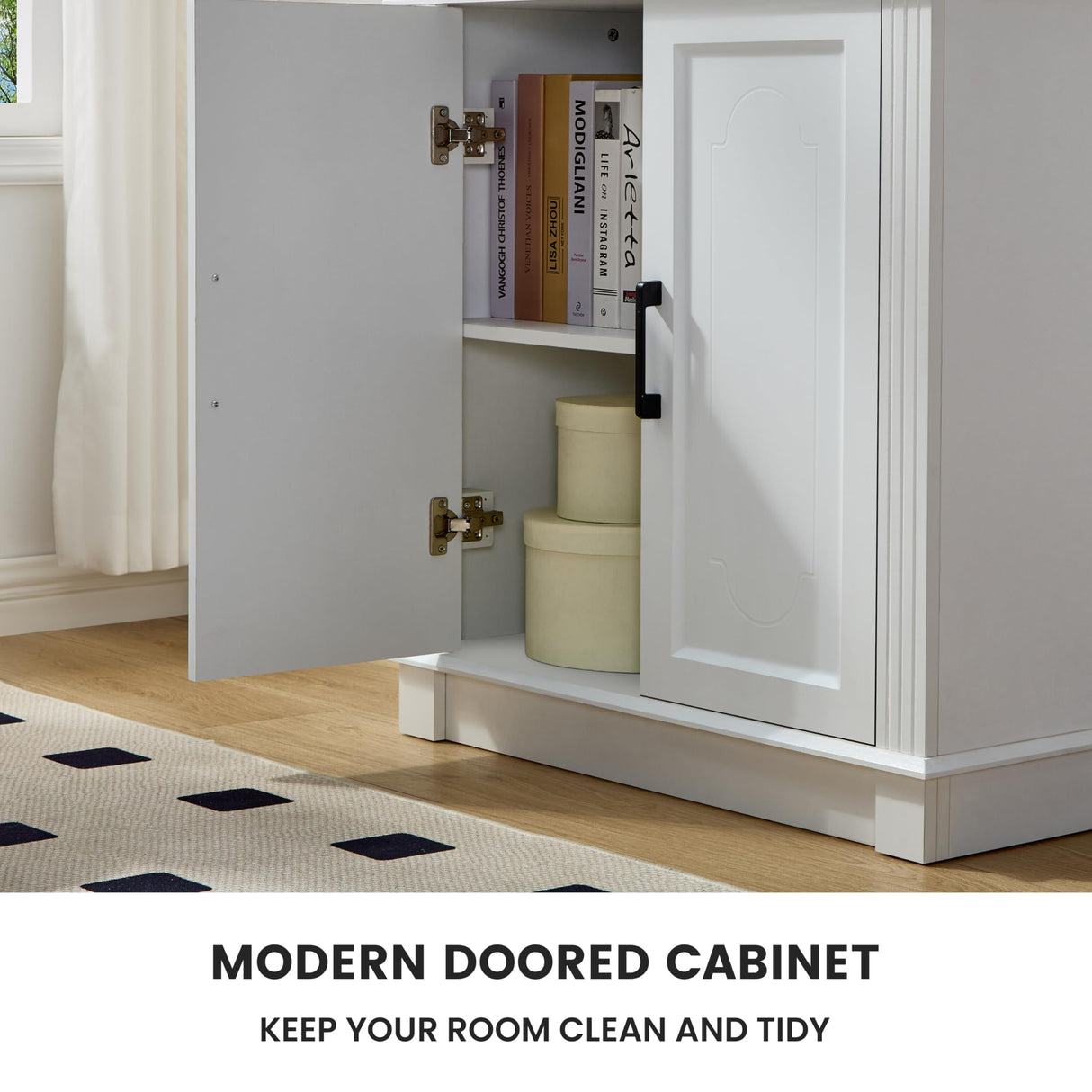 White 5 Tier Book Shelf and Bookshelf with Storage Cabinet Doors, 72 Inch Tall Bookcase, Wooden Cube Storage Organizer, Kids Bookshelf, Display Cabinet for Bedroom Furniture, Living Room, Pantry LIDYUK