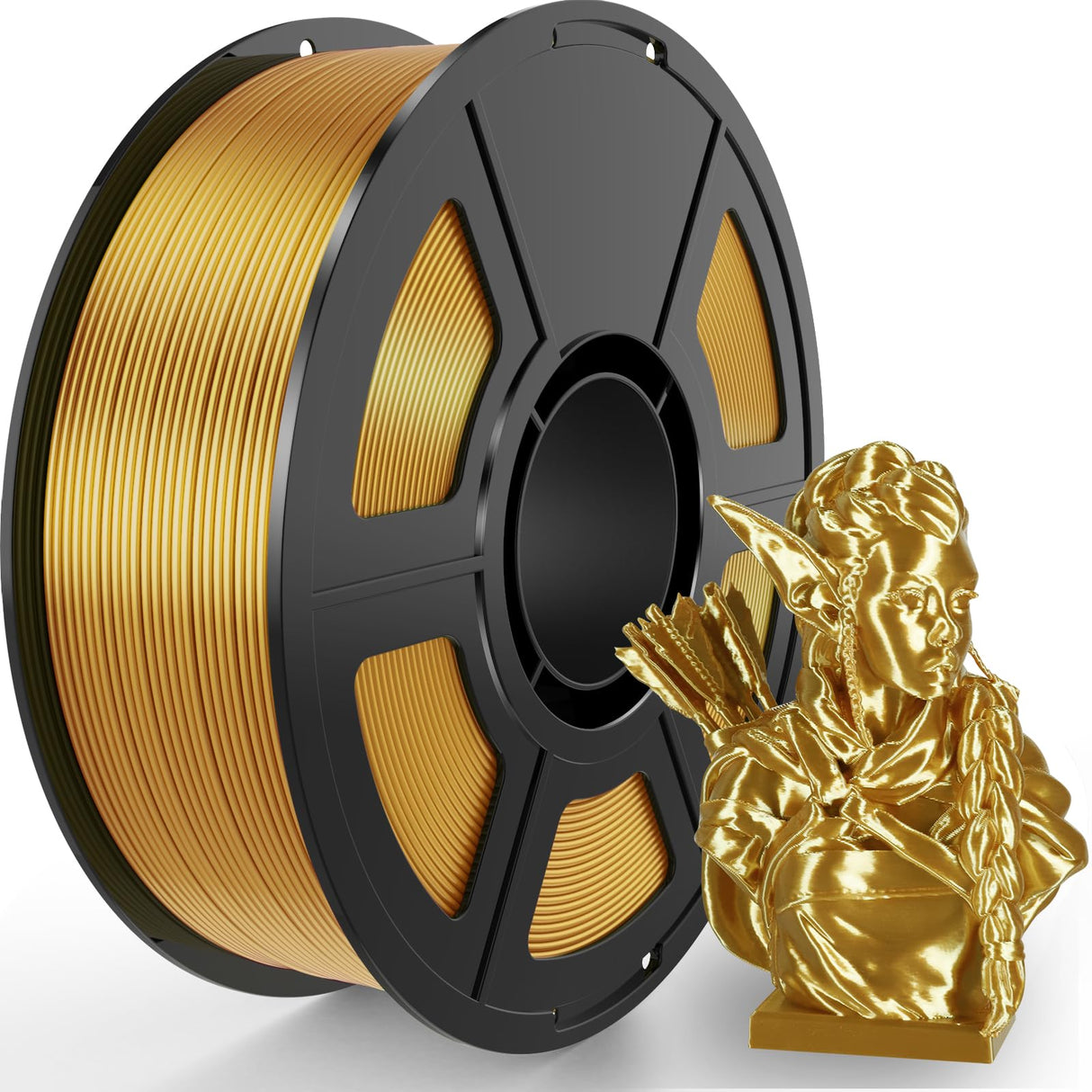 Amoybaby Silk Gold PLA Filament 1.75mm, Shiny Silk PLA 3D Printer Filament High Speed & Clog-Free, Dimensional Accuracy +/- 0.03mm, 1kg(2.2lb), Fits for Most FDM 3D Printers Amoybaby