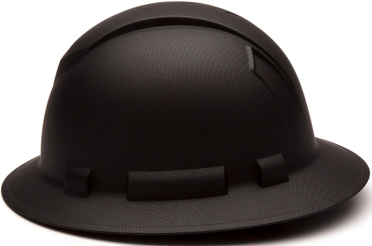 Pyramex Safety Ridgeline Full Brim Hard Hat, 4-Point Ratchet Suspension, Matte Black Graphite Pattern Pyramex Safety