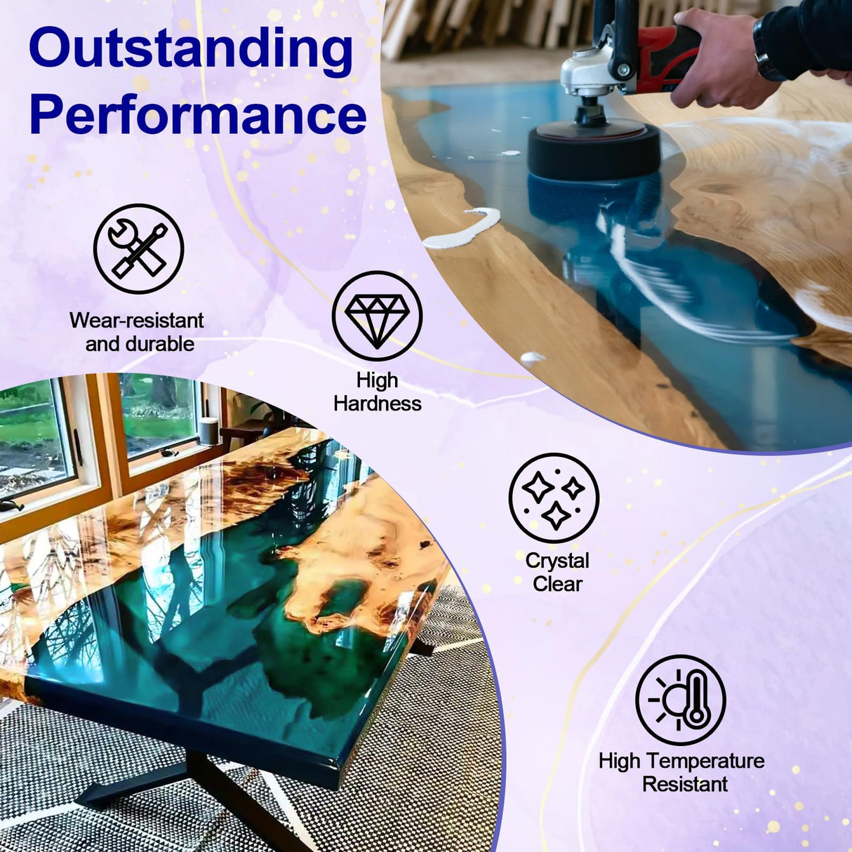 JANCHUN 2 Gallon Premium Clear Epoxy Resin Kit, High Gloss Casting and Coating for River Table Tops, Art Casting Resin, Jewelry Making, DIY, Tumblers, Molds, Art Painting, Fast Curing Resin JANCHUN