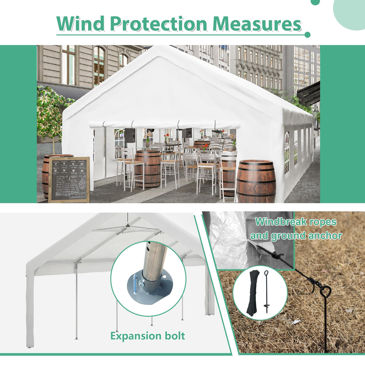 YOPTO 20x32FT Party Tent, Large Wedding Event Shelters with 3 Storage Bags & Removable Sidewalls,Outdoor Heavy Duty Canopy Gazebo Commercial Tents for Parties Carport Camping Garden Patio YOPTO