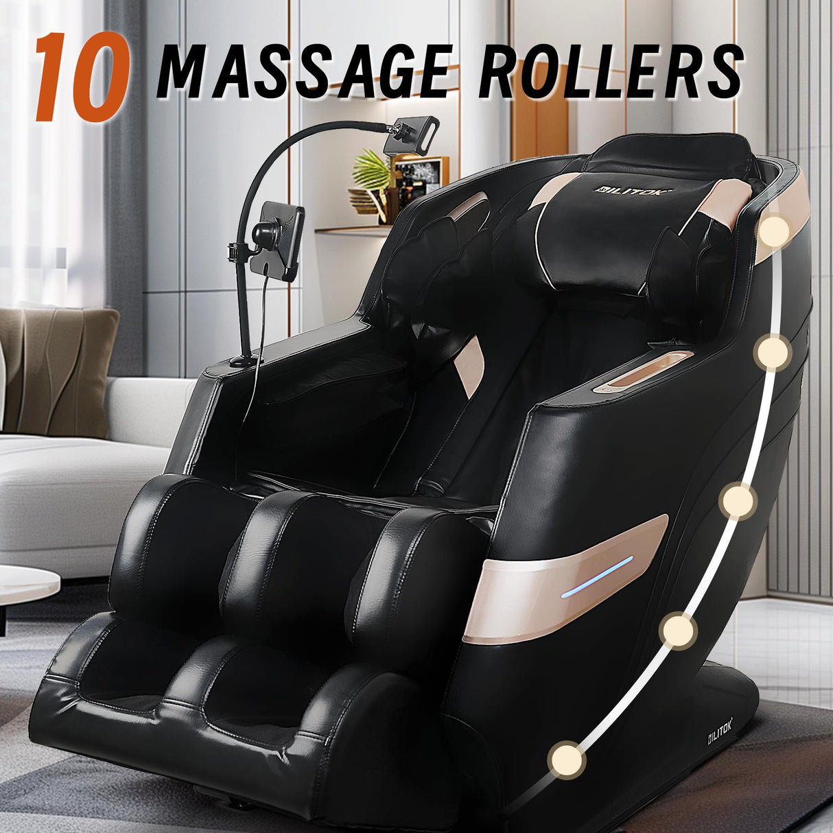 Full Body Massage Chair Recliner with Zero Gravity, Air Pressure Massage, Heat Therapy, Foot Rollers, Bluetooth, for Home/Office Use, Ideal Wellness Gift, Black B GDFStudio