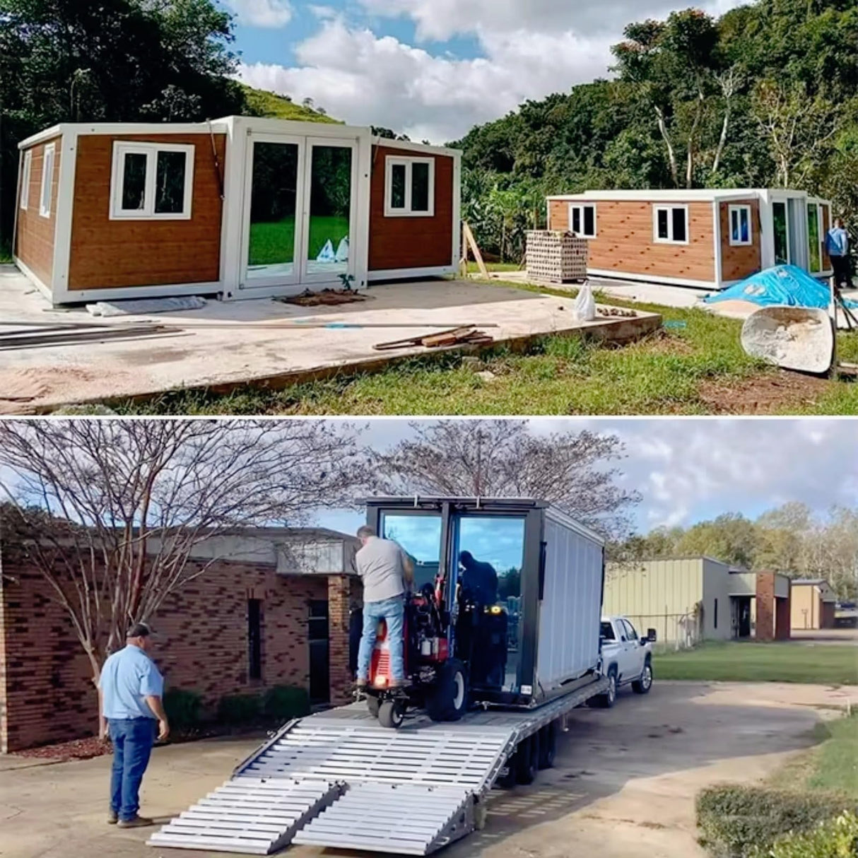 Prefab Tiny Homes to Live in for Adults, 20ft Expandable Prefab Modular House with 2 Bedroom Fully Equipped Bathroom and Kitchen Affordable Compact Living Solution, Foldable Container House Villa Home Generic