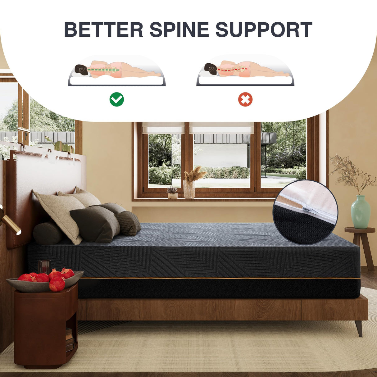 Dyonery California King 14 Inch Hybrid Memory Foam Mattress, Cooling Fabric Cover, Made in USA, CertiPUR-US Certified, Copper-Gel AeroFusion Memory Foam, Individually Pocketed Springs, 72”x84” Dyonery