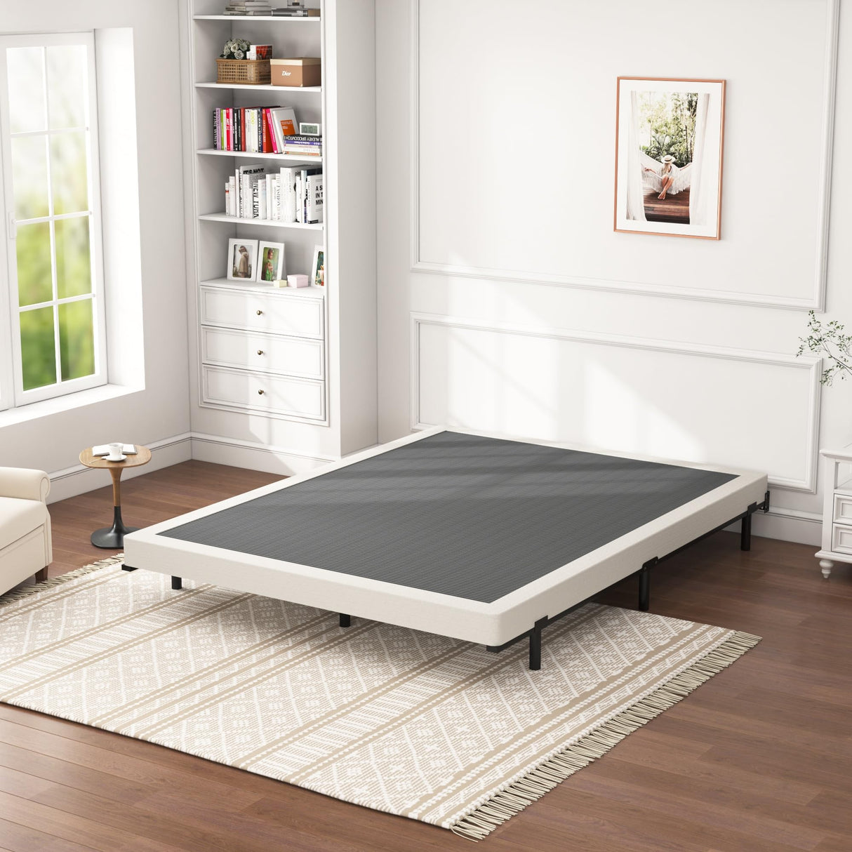 Seiugaga Box Spring Full Size Bed 6 Inch - Heavy Duty Box Spring Mattress Foundation Metal Bed Base with Fabric Cover, Noise Free Easy Assembly Non Slip/Non-Slip/Easy Assembly Seiugaga
