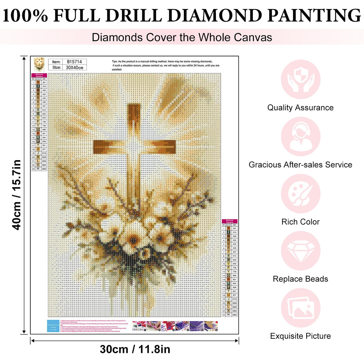 Yezavesu Religious Cross Diamond Art Kits for Adults, Jesus Christ Cross 5D Diamond Painting Kit for Beginners, DIY Round Full Drill Painting with Gem Art Craft Kits for Home Wall Decor 12x 16 Inch Yezavesu