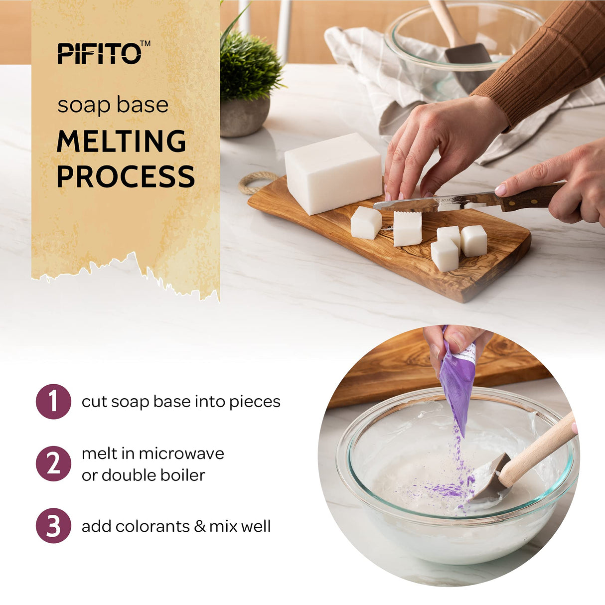 Pifito Soap Making Kit │ DIY Soap Making Supplies - 3 lbs Melt and Pour Soap Base (Shea Butter, Goats Milk, Oatmeal), 8-Pack Oxide Pigment Colorants Sampler, Mold and Instructions Pifito