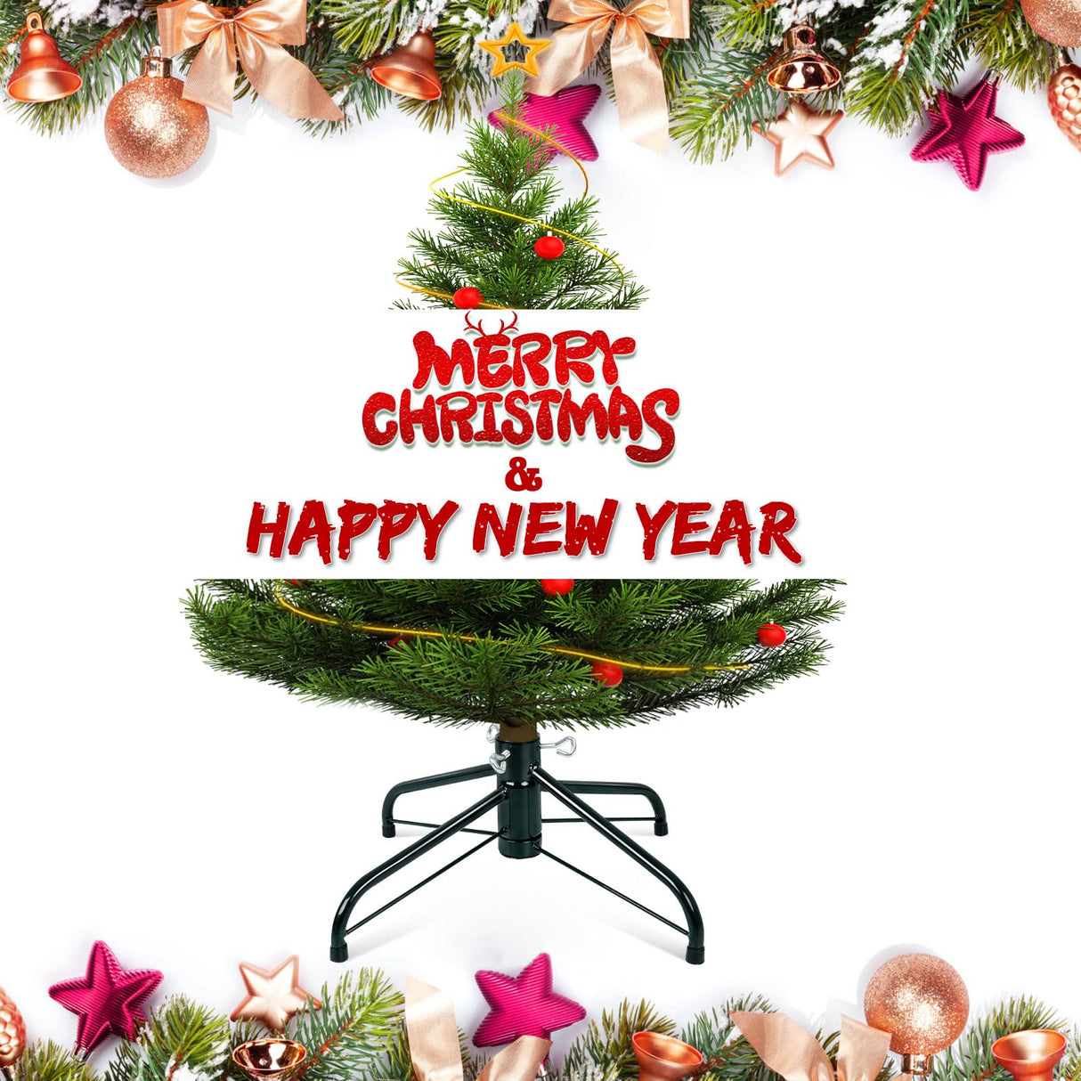 Christmas Tree Stand, Christmas Tree Base Replacement (Length16.1, Dia 1.25") for Artificial Trees up to 2-7 FT Heavy Duty Folding Christmas Tree Stands Dark Green Digury